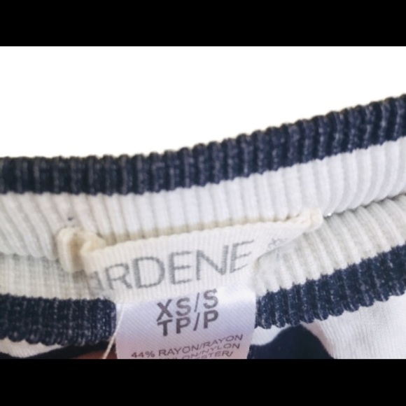 ARDENE Stripe Bandeau Strapless Maxi Dress Navy Blue Size XS - Picture 7 of 9